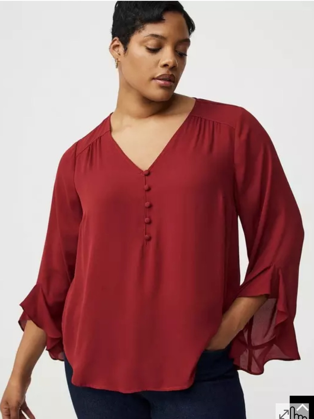 Torrid Harper ruffle sleeve top Syrah size 4X